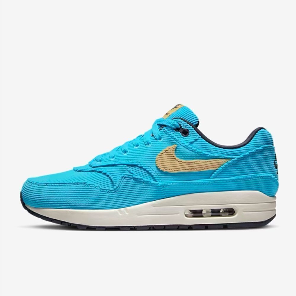 Nike Airmax 1 Premium Corduroy Baltic Blue/Gridiron/Sail/Sesame. Worn once. - Picture 4 of 16